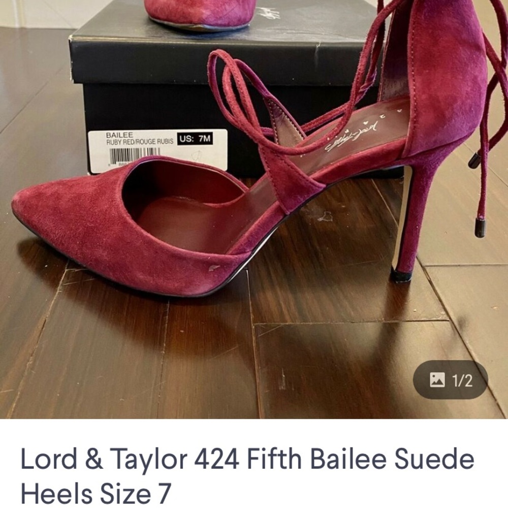 Lord & Taylor 424 Fifth Bailee Suede Heels Size 7